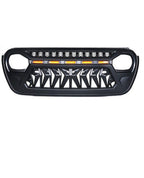 Grille with 5 LED Amber Running Lights for 2018 - 2023 Jeep Wrangler JL JLU Gladiator JT - GENSSI Grille