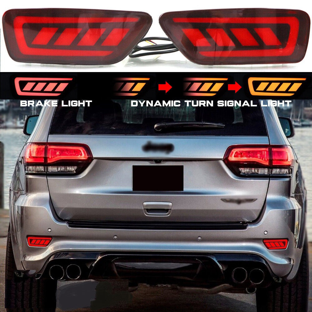 Rear LED Bumper Fog Lights Brighter Safer Dynamic for 2011 - 2021 Jeep Grand Cherokee Lighting