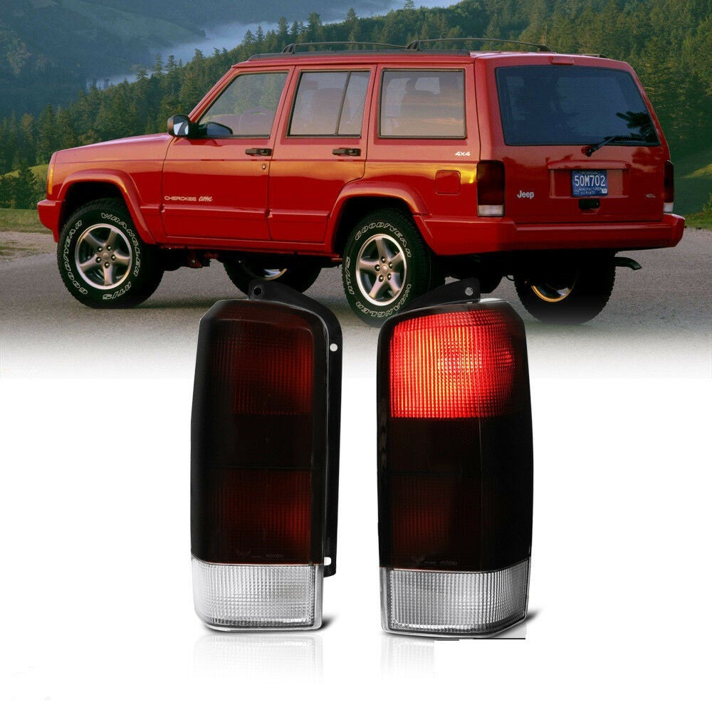 Tail Lights Assembly Smoked Red Lens For Jeep Cherokee XJ (1997-2003) Lighting
