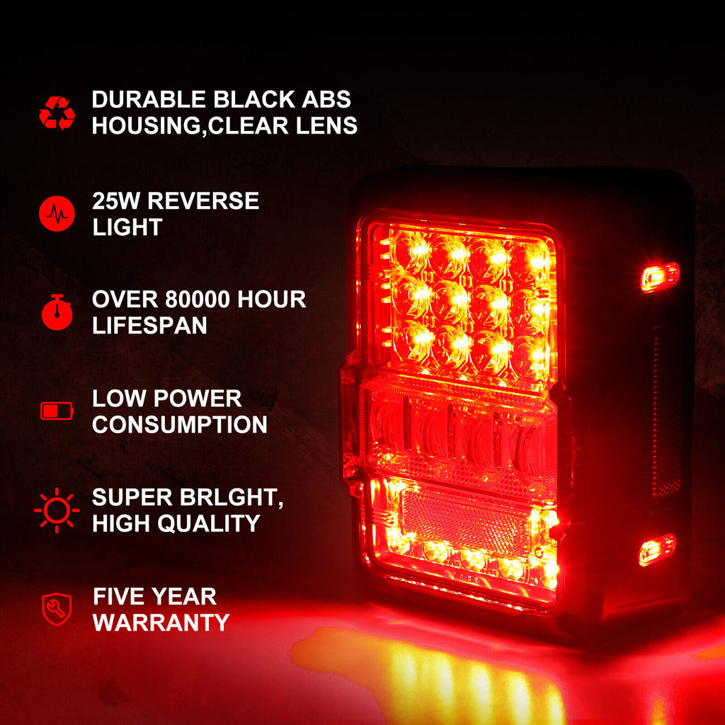 Super Bright LED Tail Lights Brake Reverse Turn Stop DRL for 2007-2018 Jeep Wrangler JK JKU Lighting