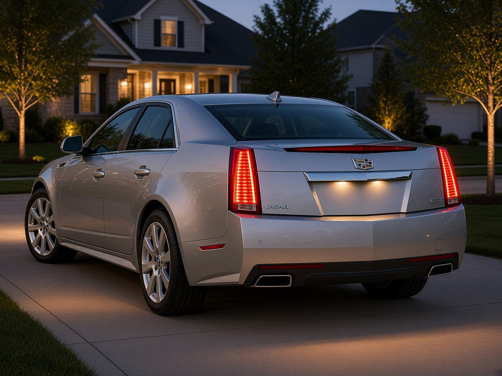 Cadillac CTS Sedan (2008-2013) with chrome red LED tail lights installed