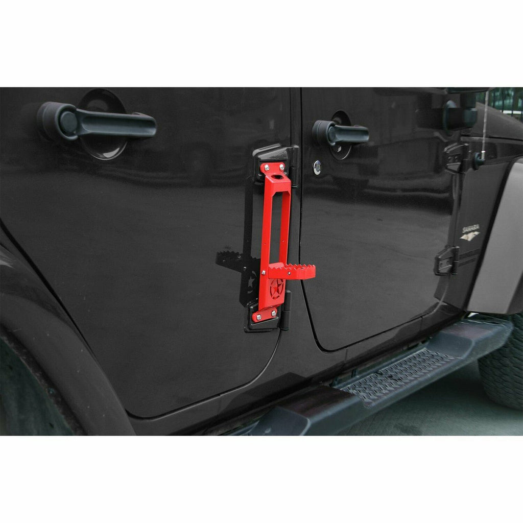 Door Hinges Step Metal Folding Foot Peg for Jeep Wrangler JK JL (2007 - 2018) Red - GENSSI Exterior Part
