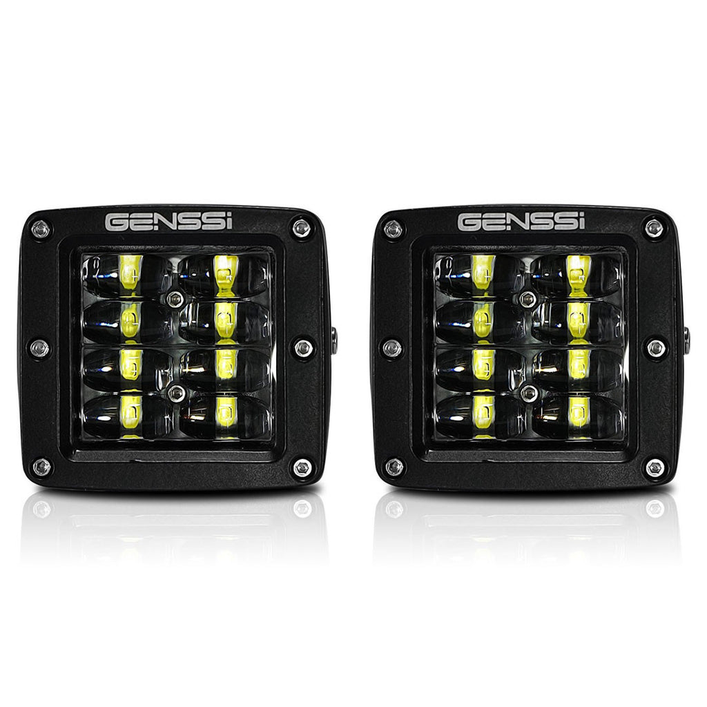 Four Row Cube Pod LED 3 Inches Auxiliary Lights Black (PAIR) - GENSSI Lighting