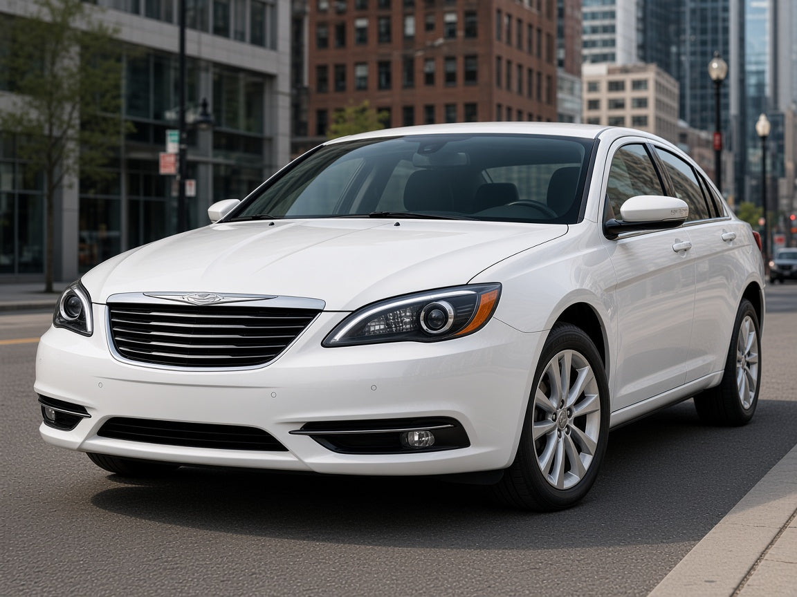 2012-2014 Chrysler 200 with black projector LED DRL headlights installed