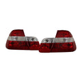 Euro Red Clear Tail Lights Pair for BMW 3 Series E46 Sedan (2002-2005), all four lamps