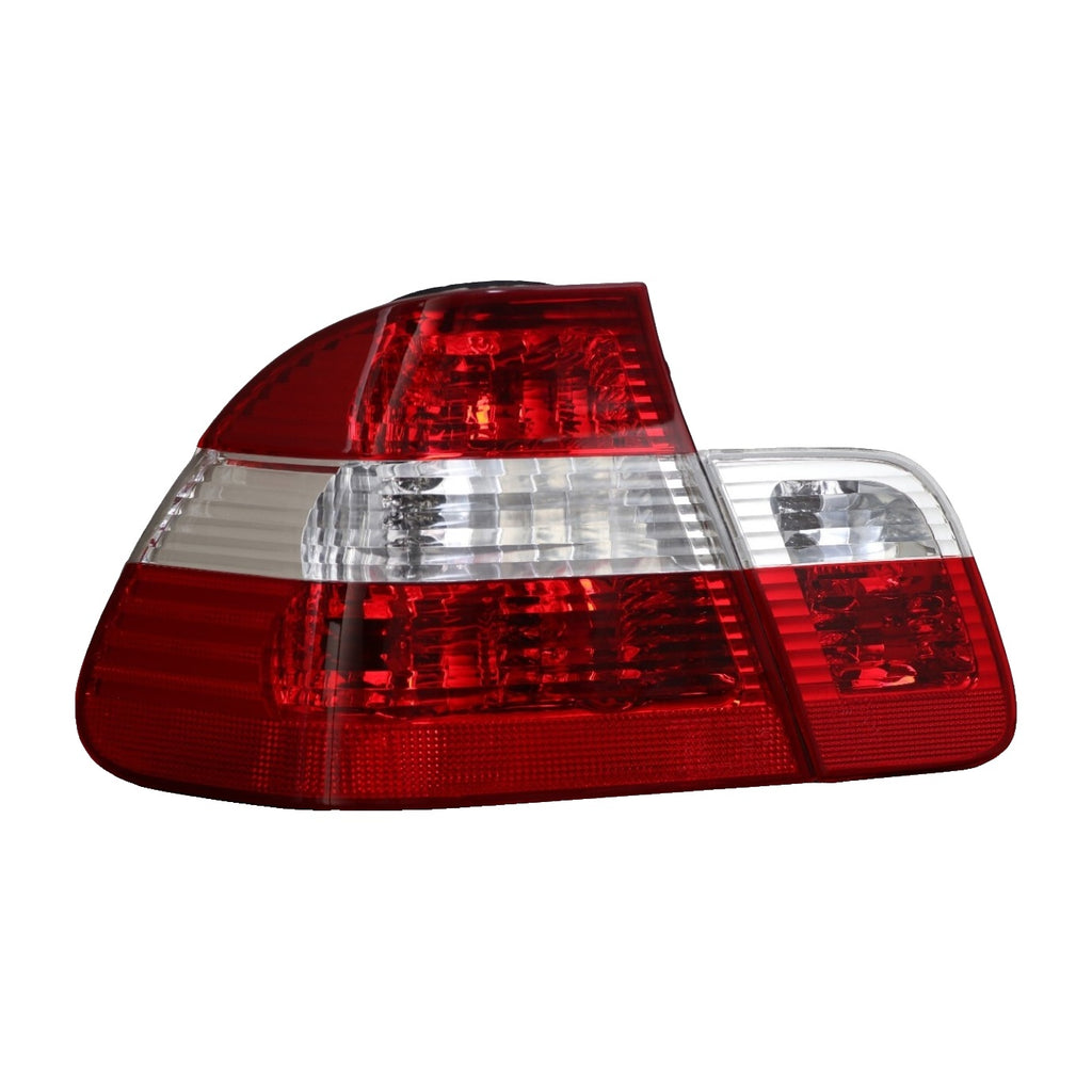 Left outer and inner red/clear tail light set for the BMW E46 sedan