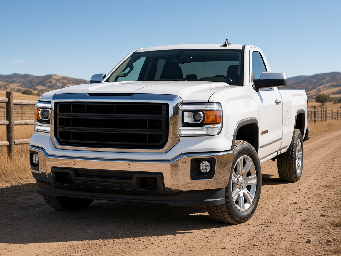 2014-2015 GMC Sierra 1500 with chrome halogen projector headlights installed