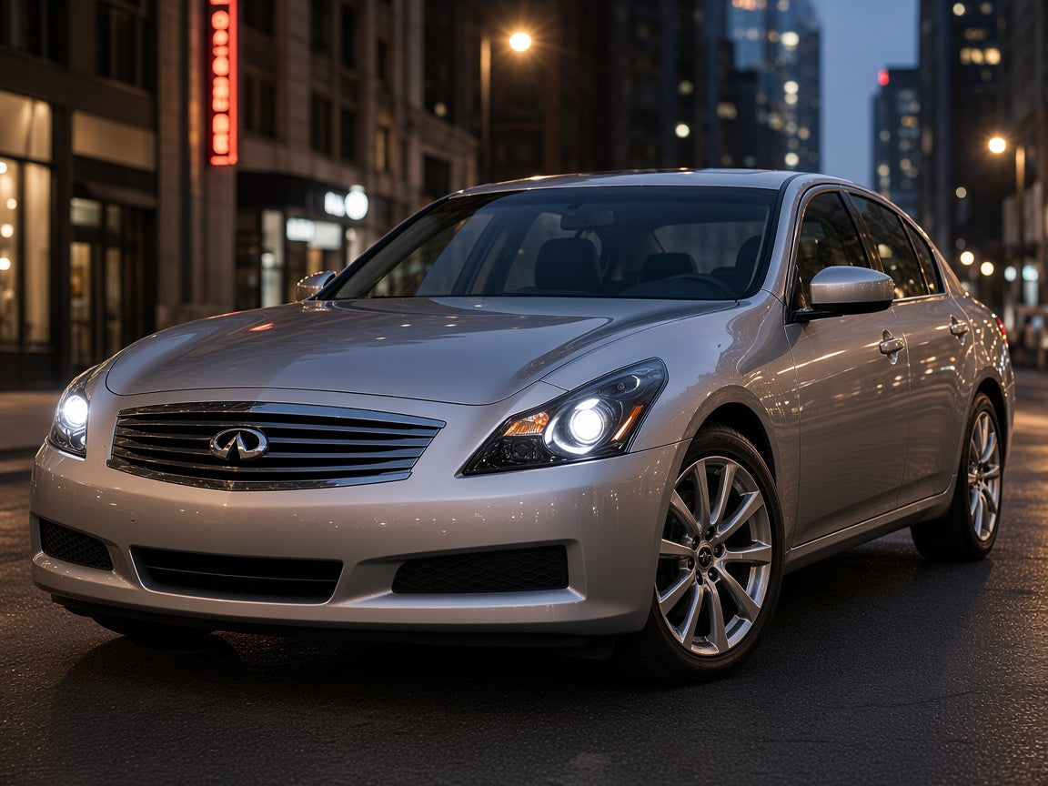 2007-2008 Infiniti G35 Sedan with Black HID Projector headlights installed