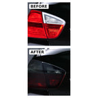 BMW E90 sedan before and after: factory red tail lights vs Euro red smoke tail lights installed