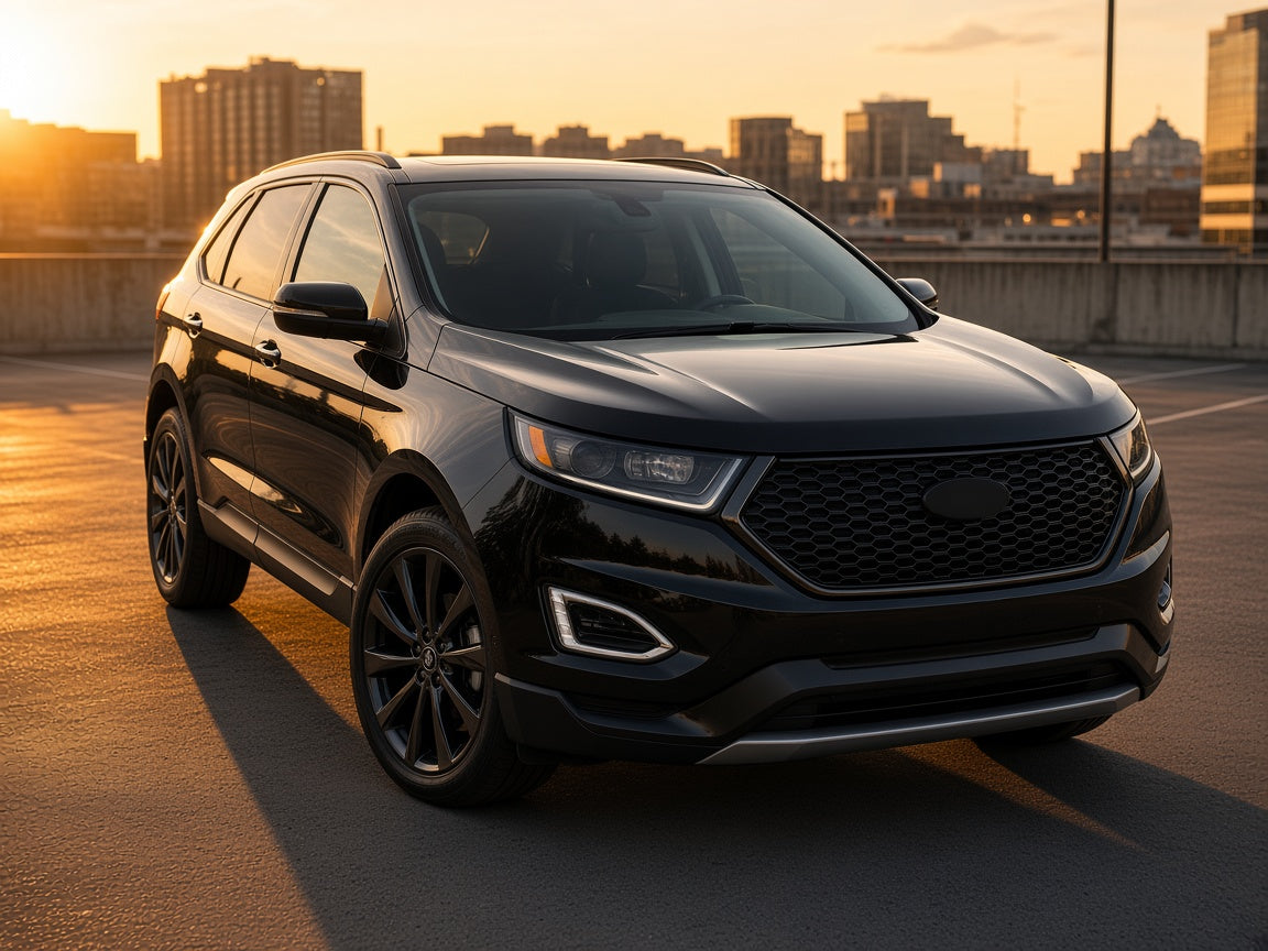2015-2018 Ford Edge Sport with black halogen projector headlights installed