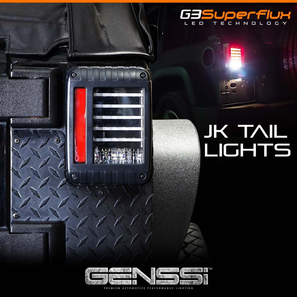 HELIOS Black LED Tail Lights for Wrangler JK 2007-2018 Lighting