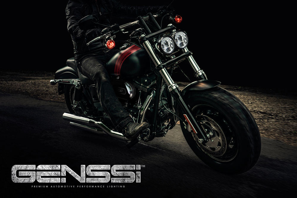 4.65 In LED Chrome Projector Headlight Harley Davidson Dyna Fat Bob FXDF 2008-2016 Black (2 Pack) Lighting