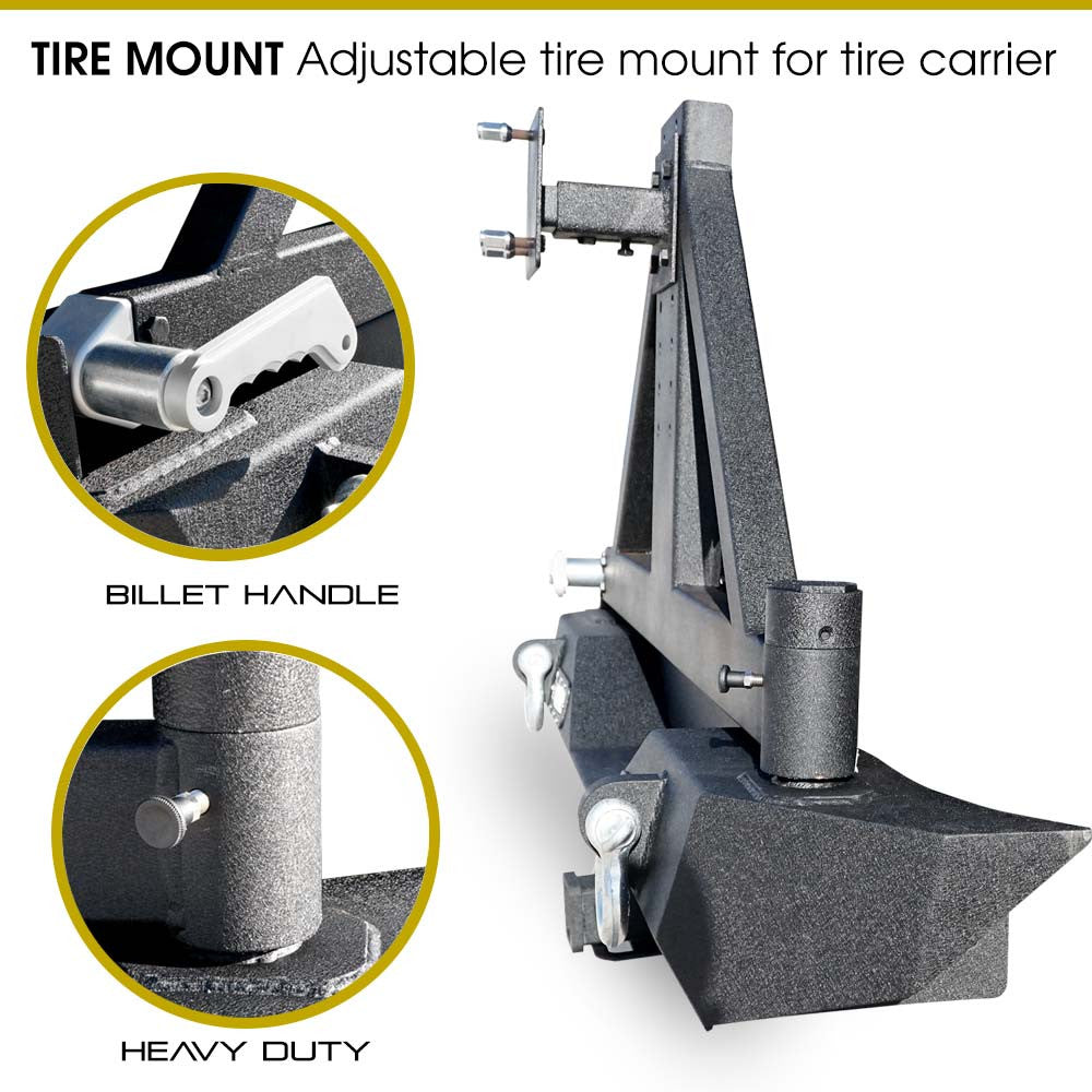 Rear Rock Crawler Bumper and Tire Carrier for Wrangler JK 2007-2018 Bumper