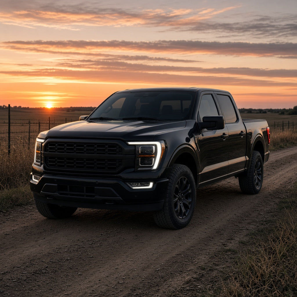 2021-2023 Ford F-150 with full LED black headlights installed
