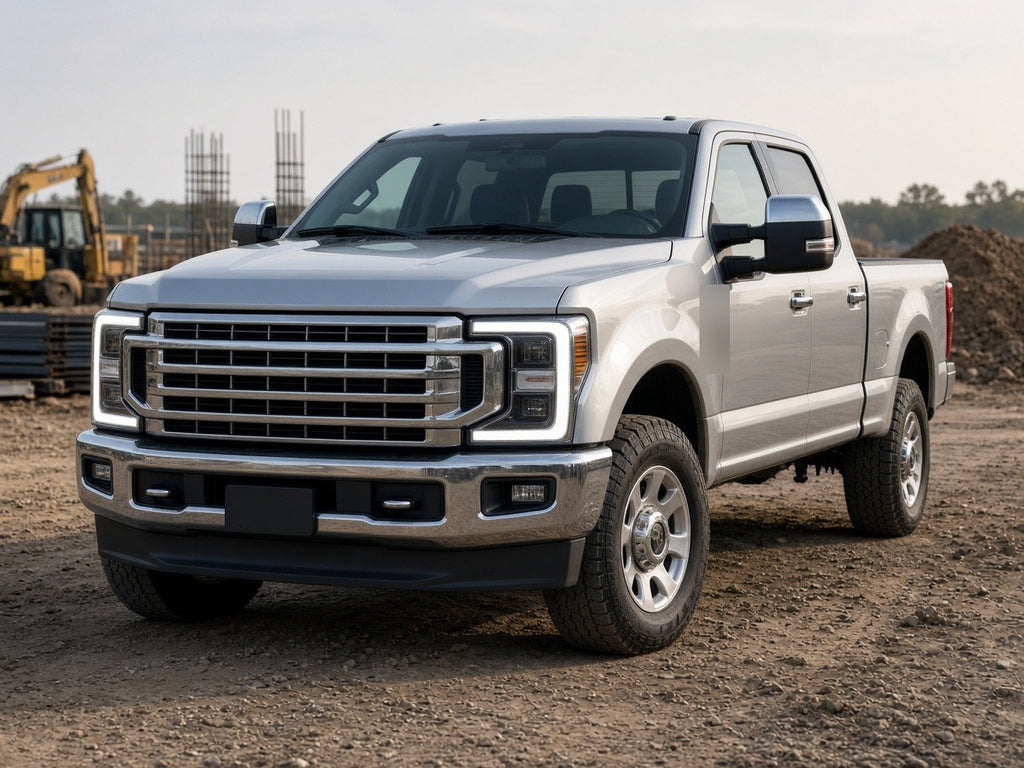 2017-2019 Ford F-250/F-350 Super Duty with chrome LED headlights installed