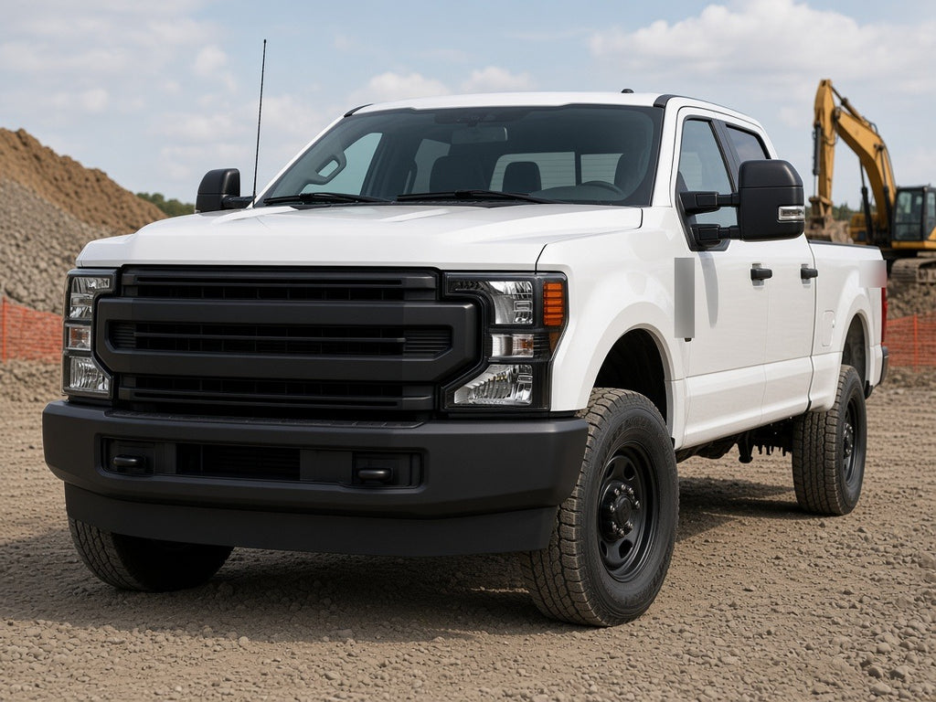 2020-2022 Ford Super Duty with black bezel halogen headlights installed