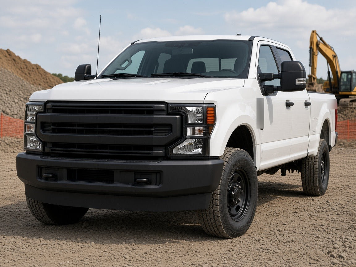 2020-2022 Ford Super Duty with black bezel halogen headlights installed
