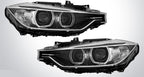 Black HID Projector Headlights Pair w/ AFS & Angel Eyes for BMW 3 Series F30 Sedan (2012-2015)