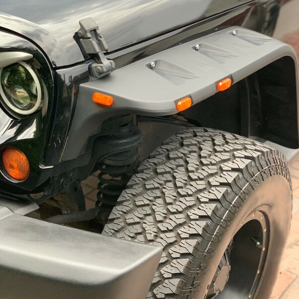 Pocket-Riveted Style Fender Flares with LED Light Kit for 2007-2018 Jeep Wrangler JK JKU Exterior Part
