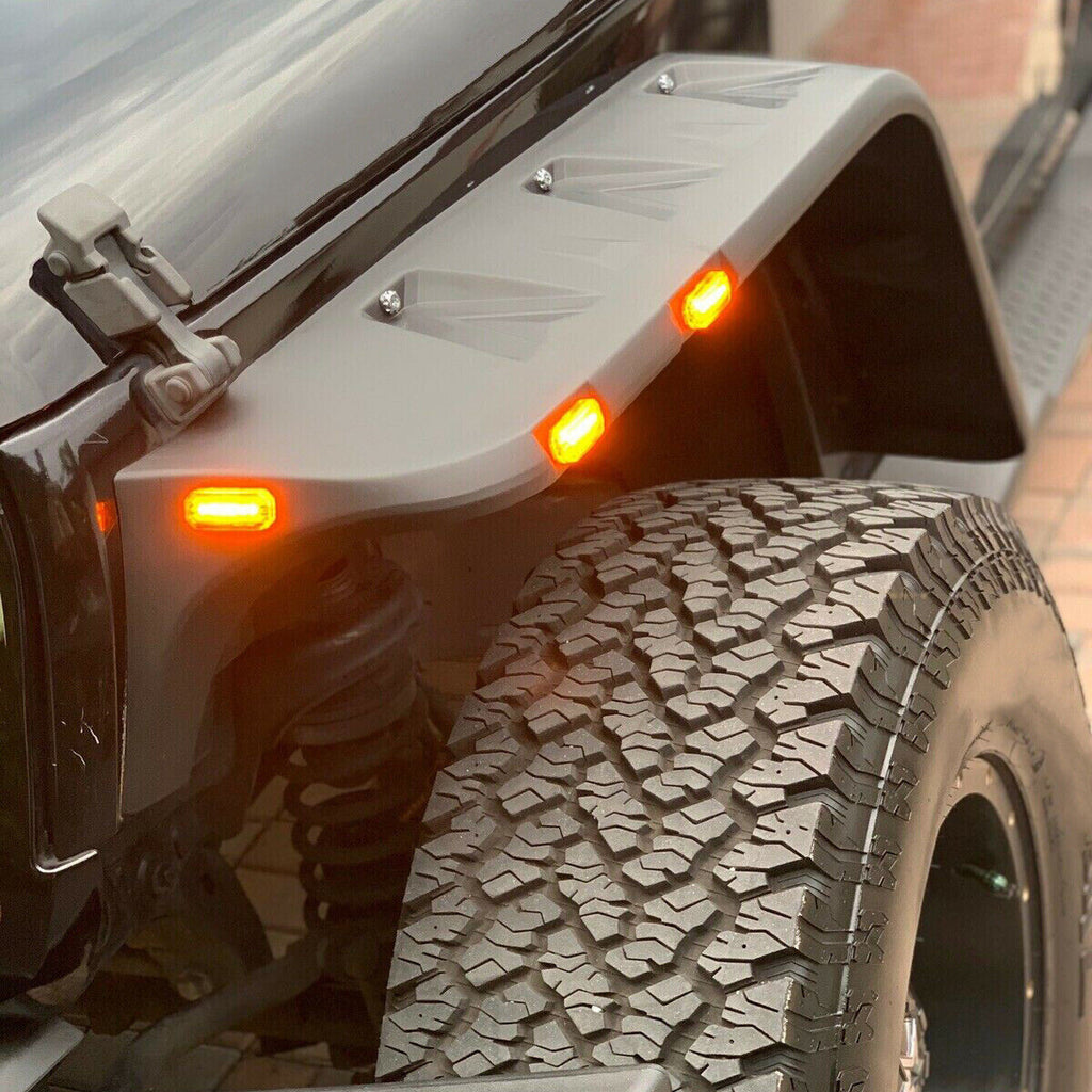 Pocket-Riveted Style Fender Flares with LED Light Kit for 2007-2018 Jeep Wrangler JK JKU Exterior Part