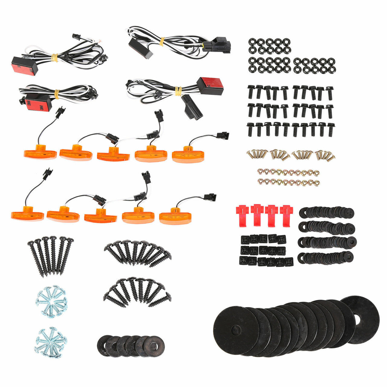 Pocket-Riveted Style Fender Flares with LED Light Kit for 2007-2018 Jeep Wrangler JK JKU Exterior Part