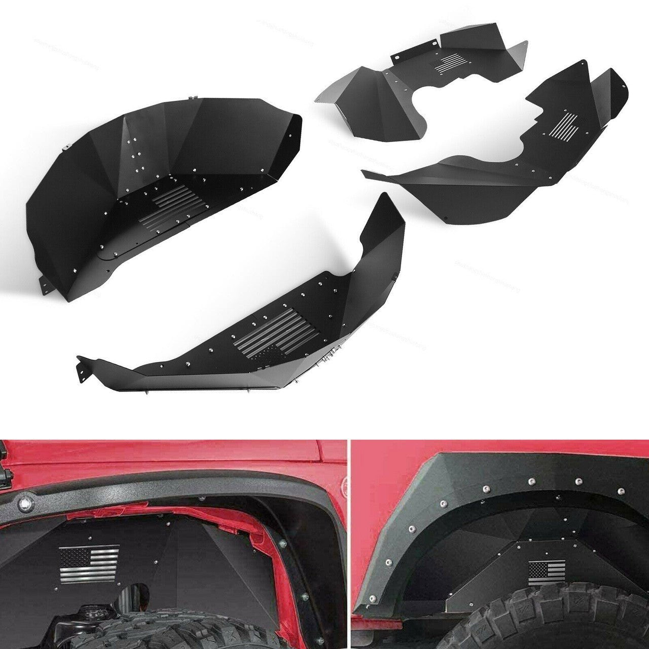 Front and Rear Aluminum Inner Fender Liners for Wrangler JK 2007 - 2018 - GENSSI Exterior Part