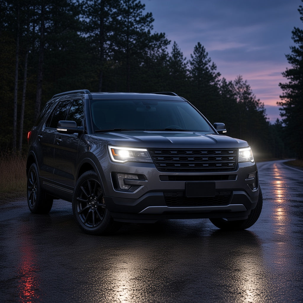 2016-2018 Ford Explorer Sport with black LED headlights installed