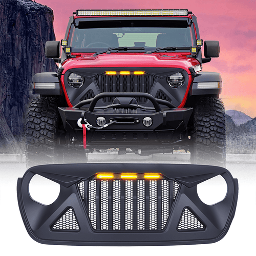 3 LED Mesh Grille for Jeep Wrangler JL JT 2018 - 2023 - GENSSI Grille