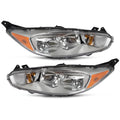 Chrome Bezel Halogen Headlights Pair w/ Bulbs for Ford Fiesta (2014-2018)