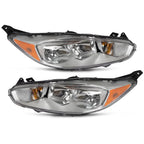 Chrome Bezel Halogen Headlights Pair w/ Bulbs for Ford Fiesta (2014-2018)