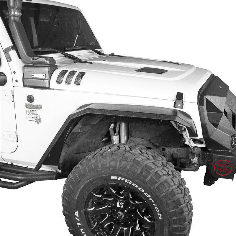 Flat Black Front And Rear Fender Flares Steel Texture For Jeep Wrangler JK JKU 2007 - 2018 - GENSSI Exterior Part