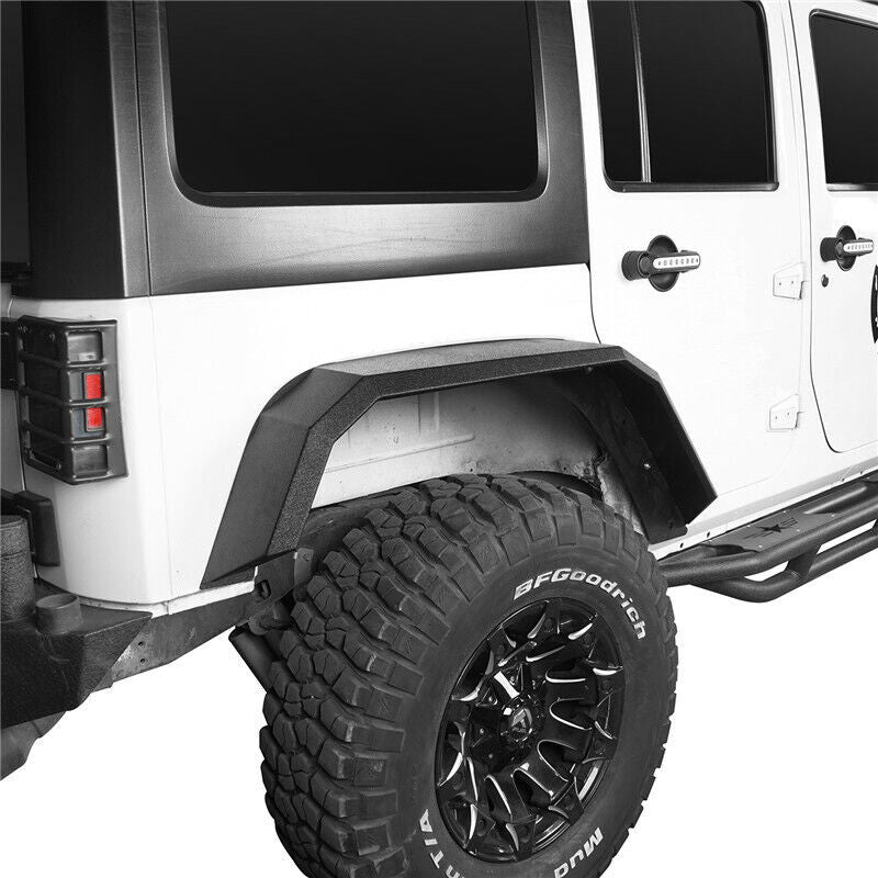 Flat Black Front And Rear Fender Flares Steel Texture For Jeep Wrangler JK JKU 2007 - 2018 - GENSSI Exterior Part