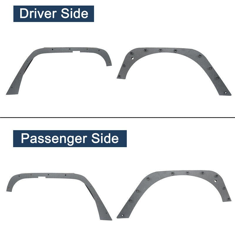 Flat Black Front And Rear Fender Flares Steel Texture For Jeep Wrangler JK JKU 2007 - 2018 - GENSSI Exterior Part