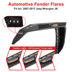 Front And Rear Fender Flares with LED Lights Chrome Steel for (2007 - 2018) Jeep Wrangler JK JKU - GENSSI Exterior Part