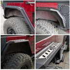 Front And Rear Fender Flares with LED Lights Chrome Steel for (2007 - 2018) Jeep Wrangler JK JKU - GENSSI Exterior Part