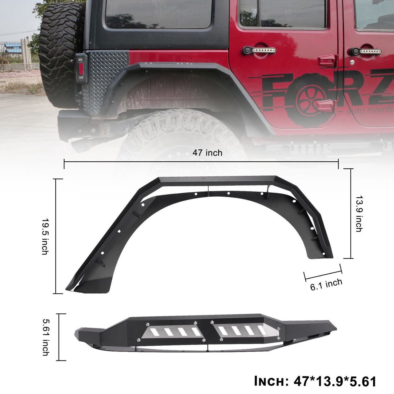 Front And Rear Fender Flares with LED Lights Chrome Steel for (2007 - 2018) Jeep Wrangler JK JKU - GENSSI Exterior Part