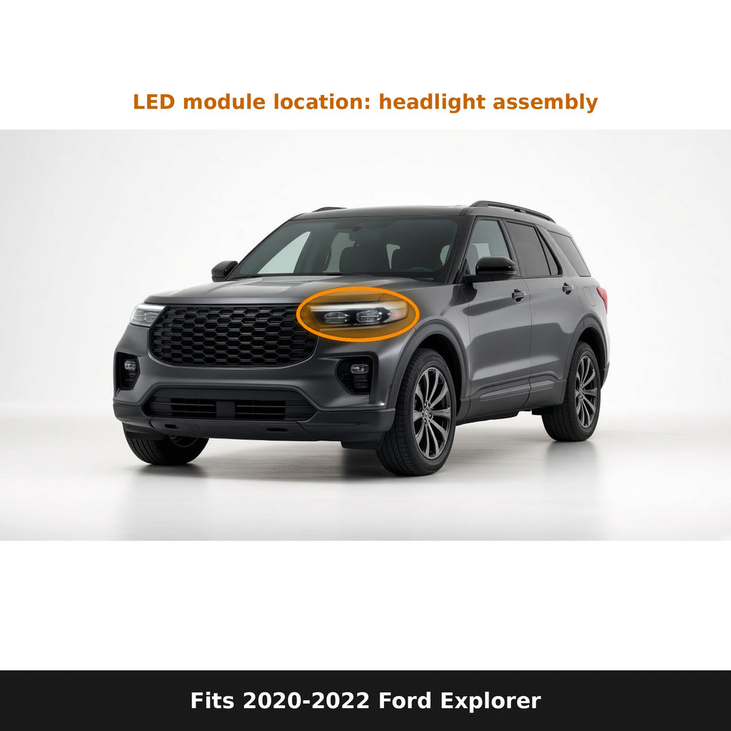 Fits 2020-2022 Ford Explorer, LED module location in headlight