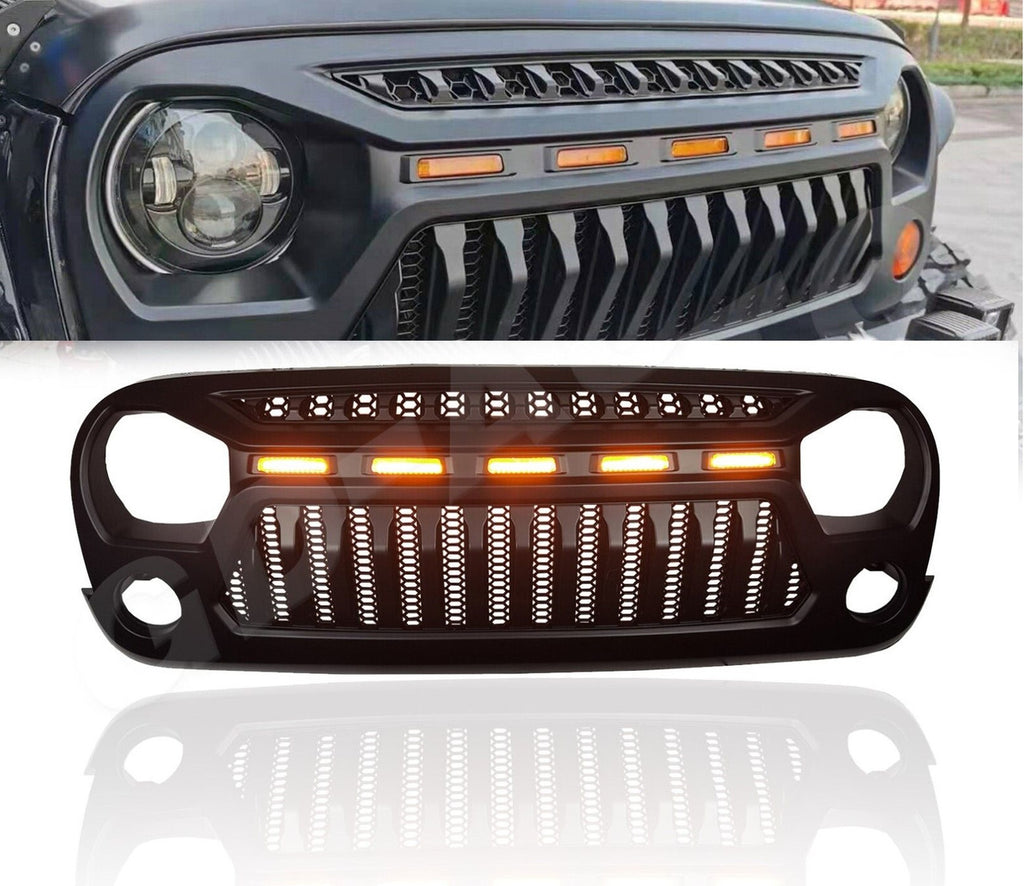 5 Amber LED Grille with Running Lights for Jeep Wrangler JK JKU 2007-2018 Grille
