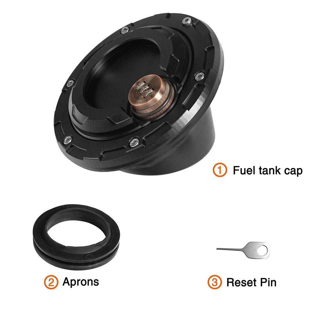 Fuel Gas Tank Cap Cover with 3 Digit Combination Lock for 2007-2018 Jeep Wrangler JK JKU Exterior Part