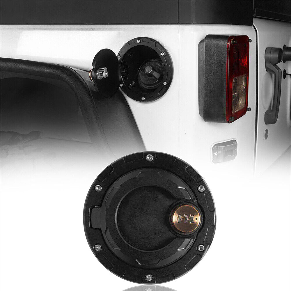 Fuel Gas Tank Cap Cover with 3 Digit Combination Lock for 2007-2018 Jeep Wrangler JK JKU Exterior Part