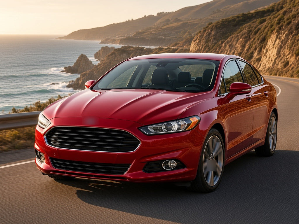 2013-2016 Ford Fusion with black halogen headlights installed