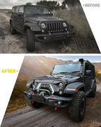 Shark Grille With LED Turn Signal Hazard DRL Lights 2007 - 2018 Wrangler JK JKU - GENSSI Grille
