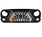 Shark Grille With LED Turn Signal Hazard DRL Lights 2007 - 2018 Wrangler JK JKU - GENSSI Grille