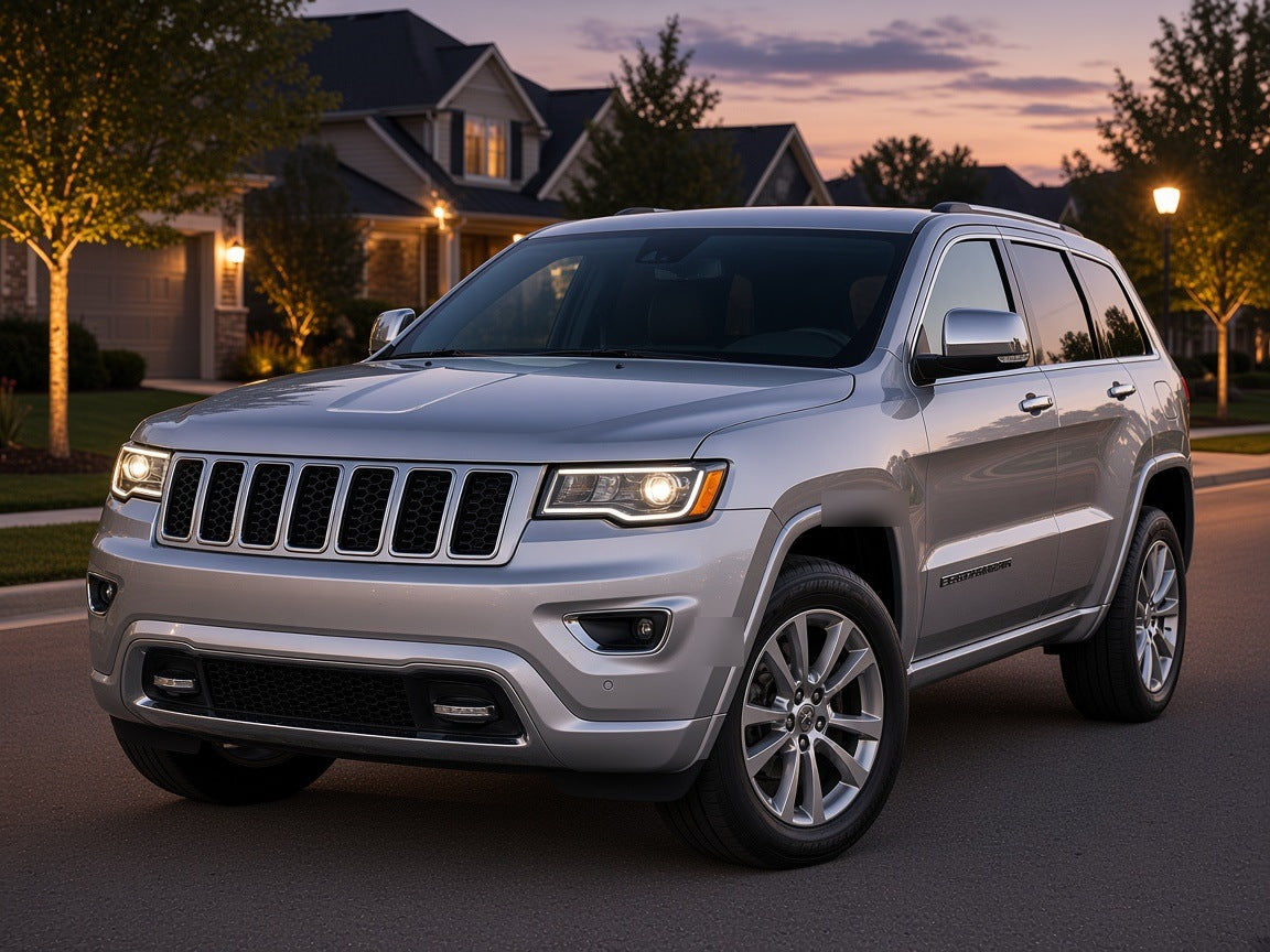 2017-2021 Jeep Grand Cherokee with black halogen projector headlights installed