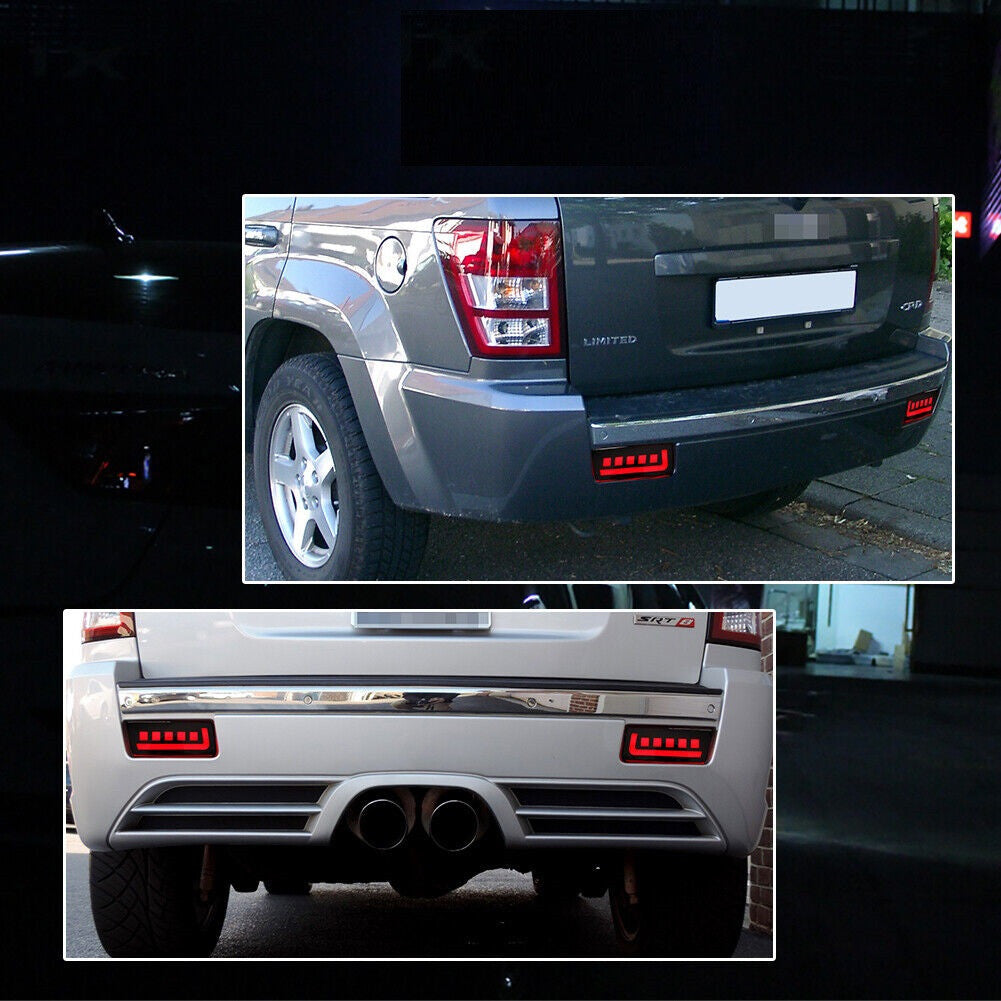 Smoked Rear LED Bumper Tail Brake and Turn Signal Lights for 2005-2010 Jeep Grand Cherokee Lighting