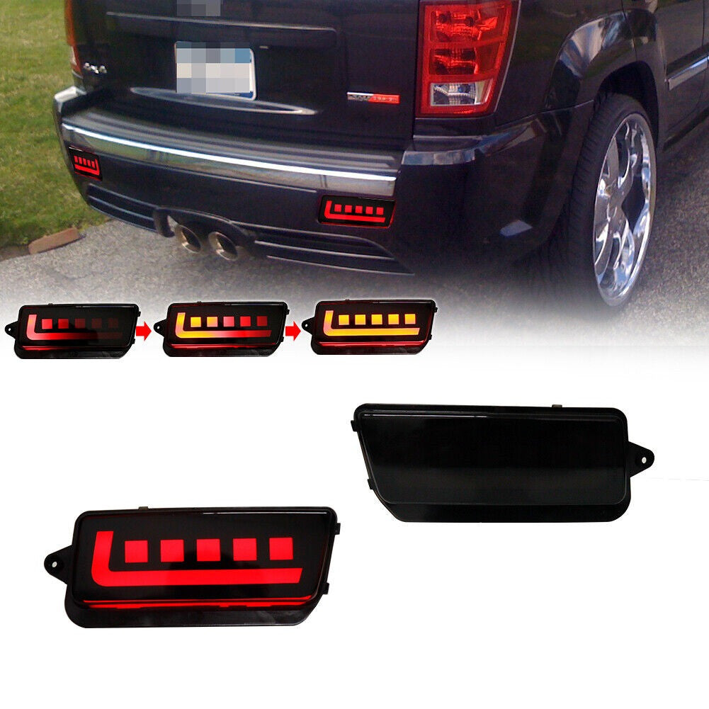 Smoked Rear LED Bumper Tail Brake and Turn Signal Lights for 2005-2010 Jeep Grand Cherokee Lighting