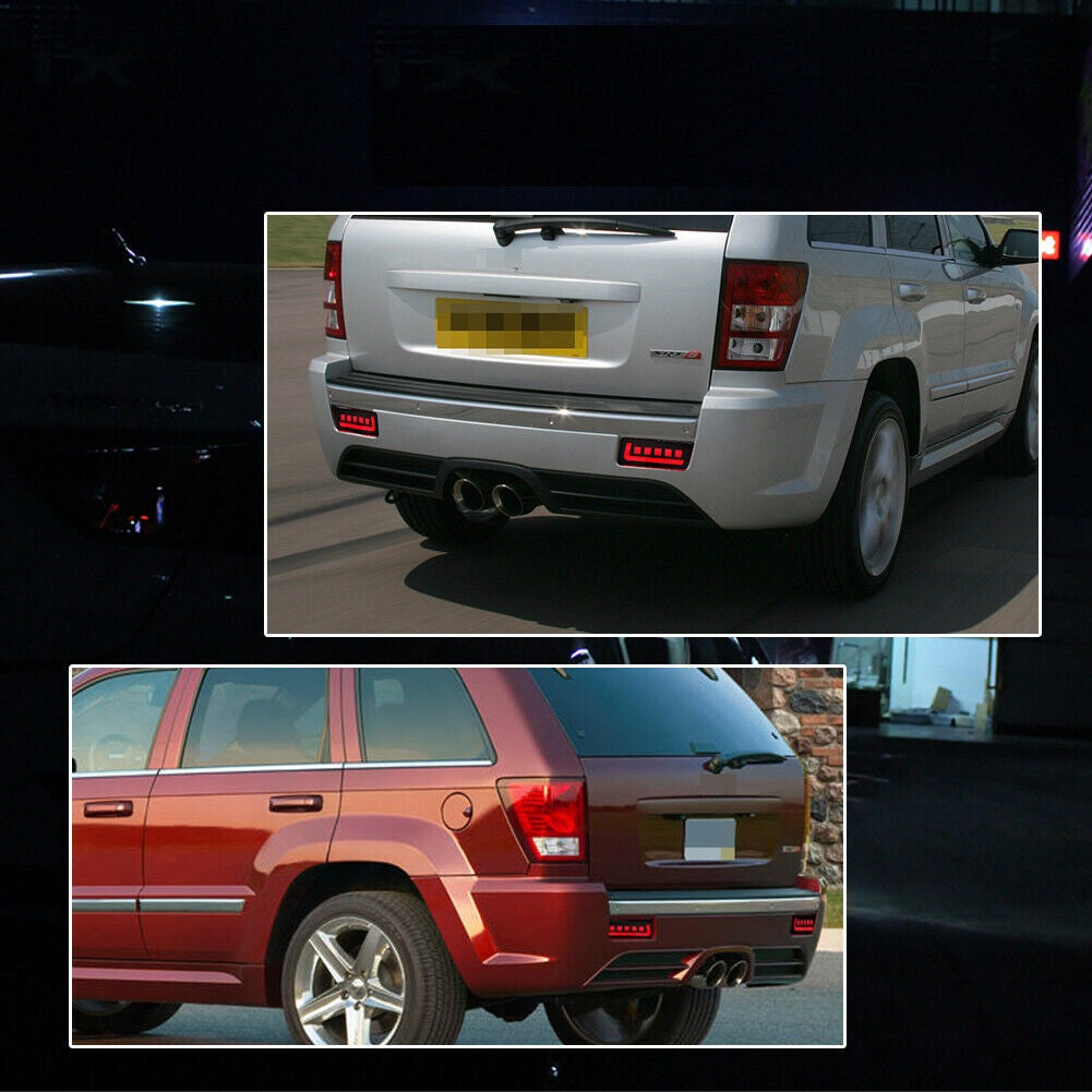 Smoked Rear LED Bumper Tail Brake and Turn Signal Lights for 2005-2010 Jeep Grand Cherokee Lighting