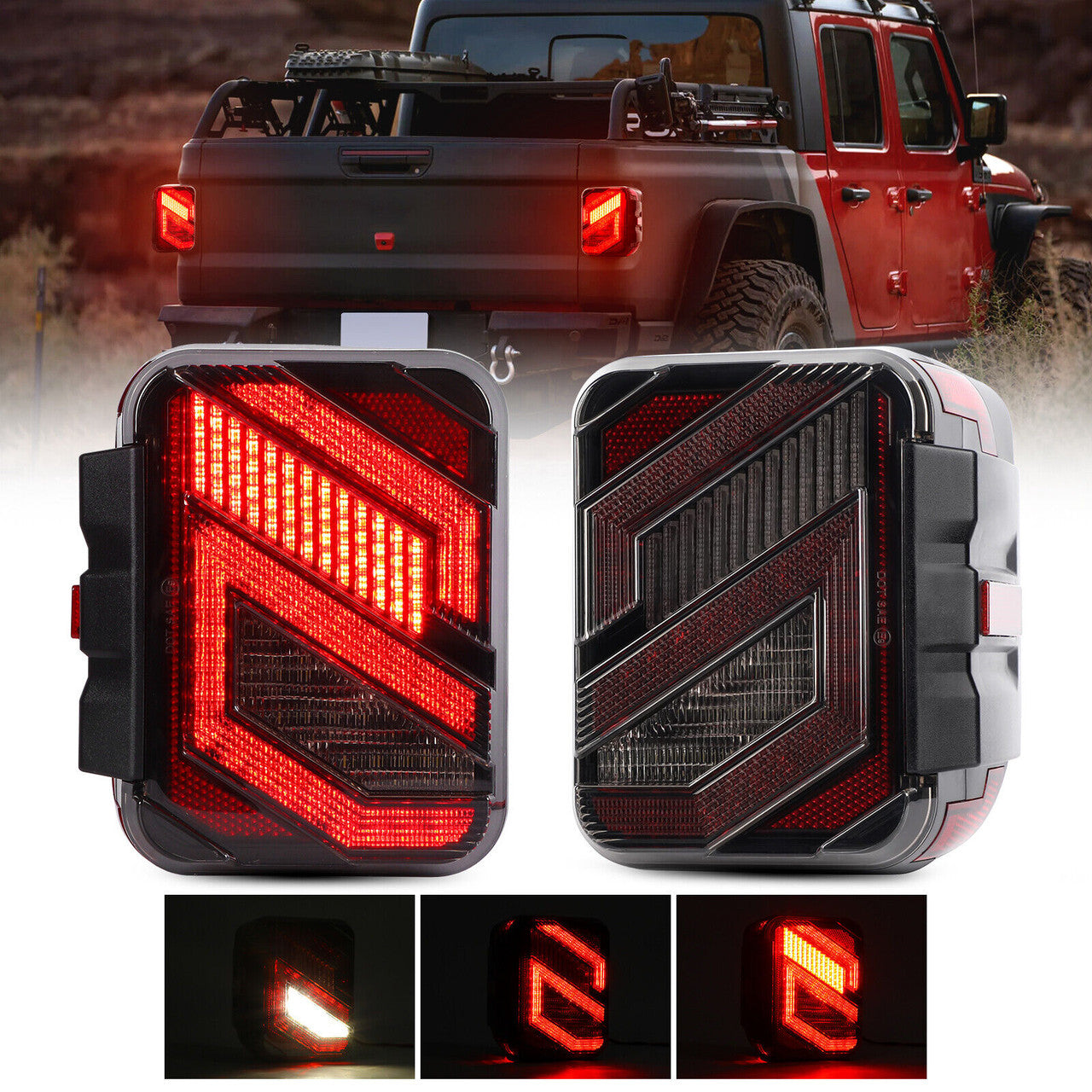LED Crossover Rear Tail Lights Reverse Brake Stop Turn Signals for 2020-2023 Jeep Wrangler JT Gladiator Lighting