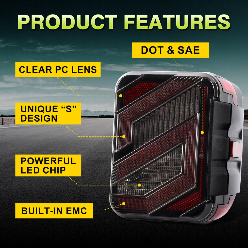 LED Crossover Rear Tail Lights Reverse Brake Stop Turn Signals for 2020-2023 Jeep Wrangler JT Gladiator Lighting