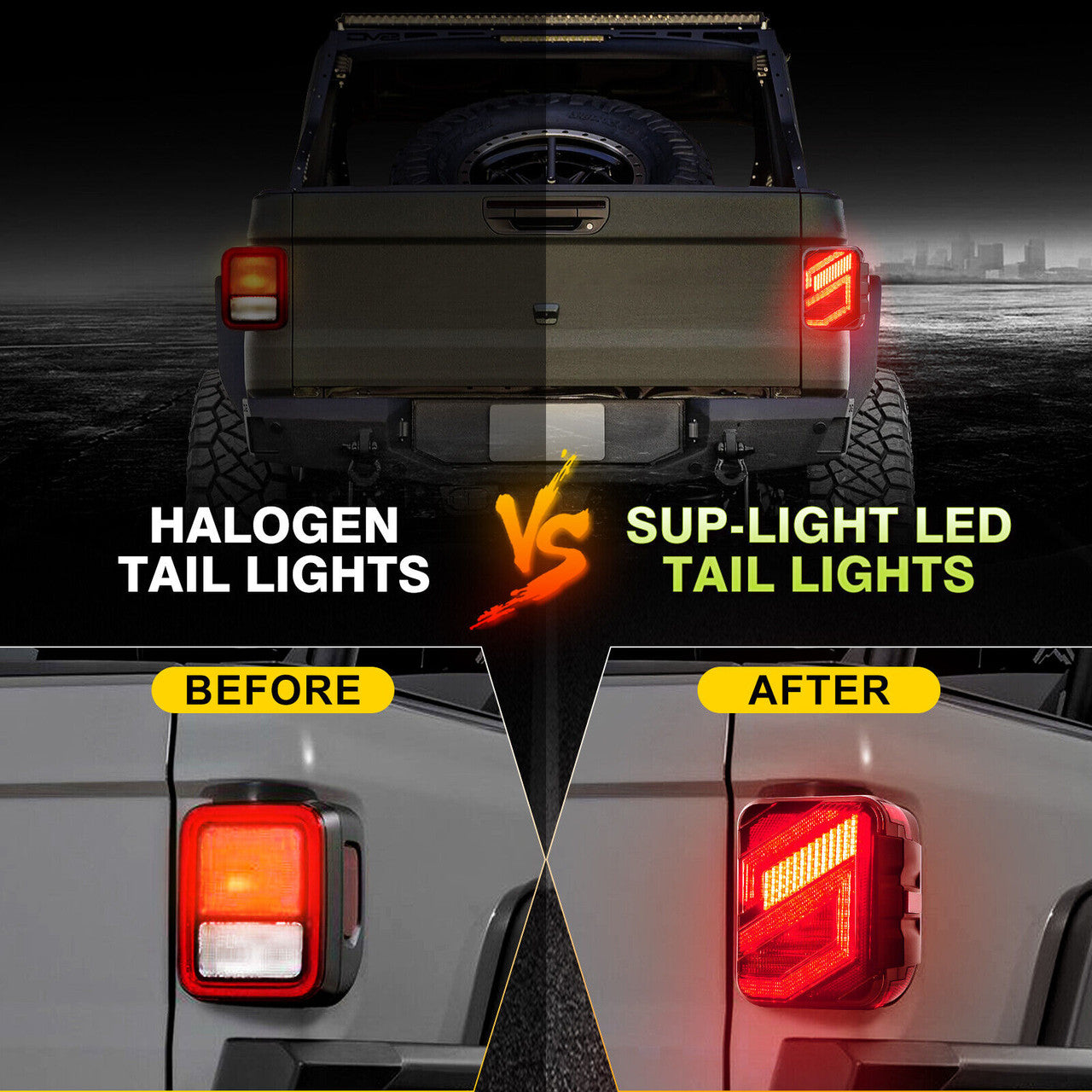 LED Crossover Rear Tail Lights Reverse Brake Stop Turn Signals for 2020-2023 Jeep Wrangler JT Gladiator Lighting